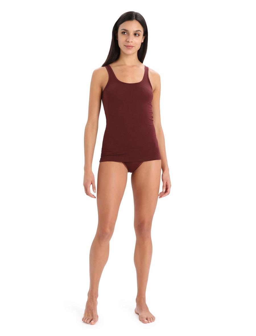 Women's Icebreaker Merino Siren Tank Top Underwear Espresso | CA 1238MQZA